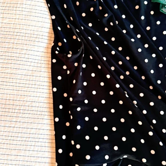 Lauren Ralph Lauren Black Polka Dot Wrap Dress - Picture 4 of 4